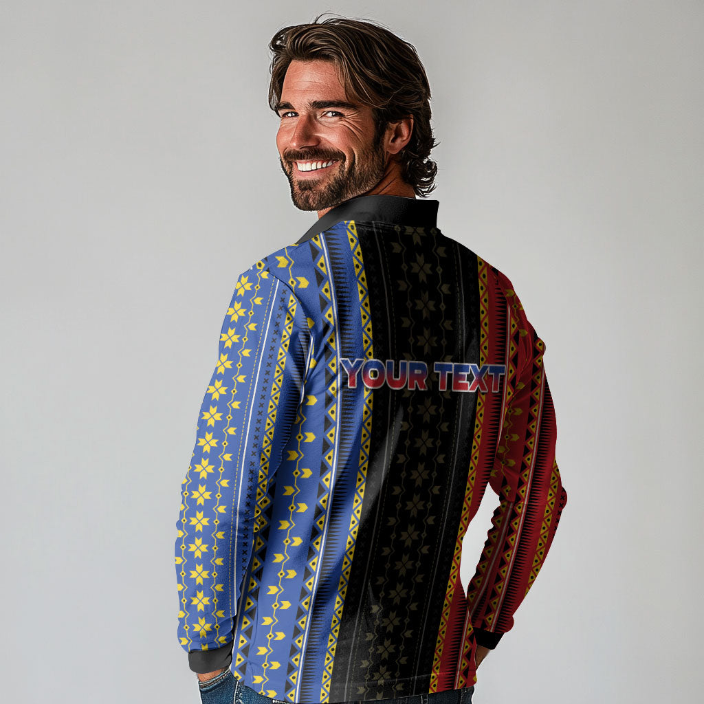 Personalised Philippines Filipinos Long Sleeve Polo Shirt Igorot Tribal Inspiration Pattern Style