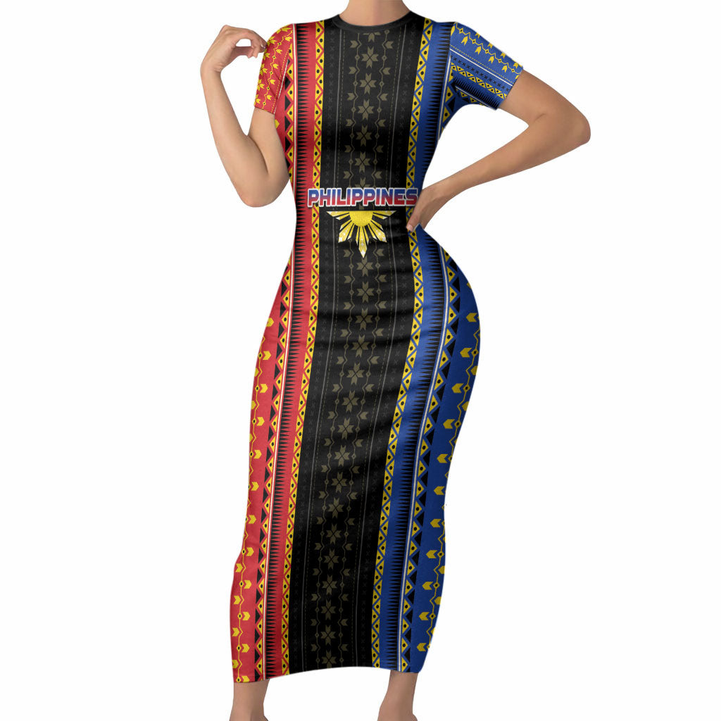 Personalised Philippines Filipinos Short Sleeve Bodycon Dress Igorot Tribal Inspiration Pattern Style