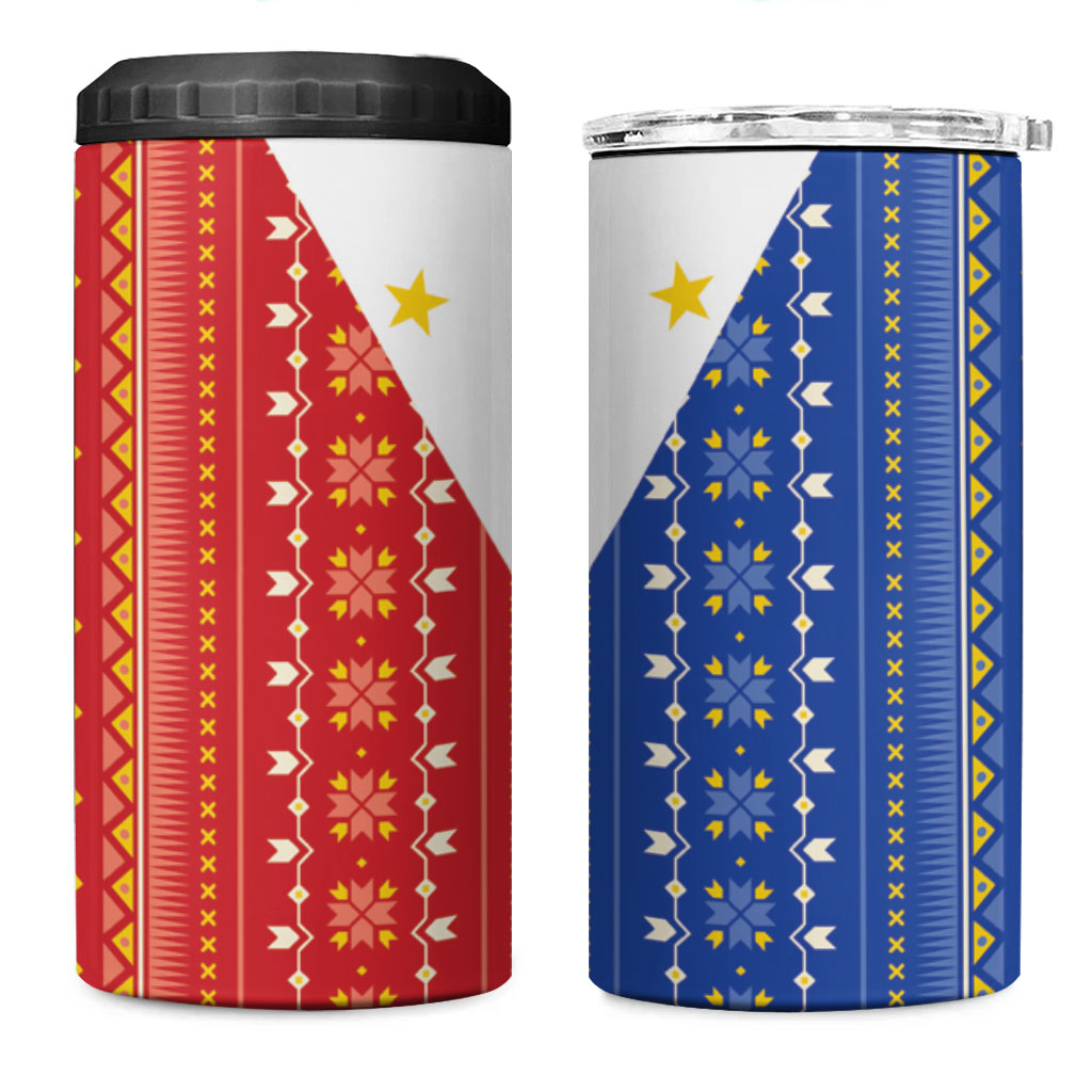Philippines Sun 4 in 1 Can Cooler Tumbler Igorot Tribal Inspiration