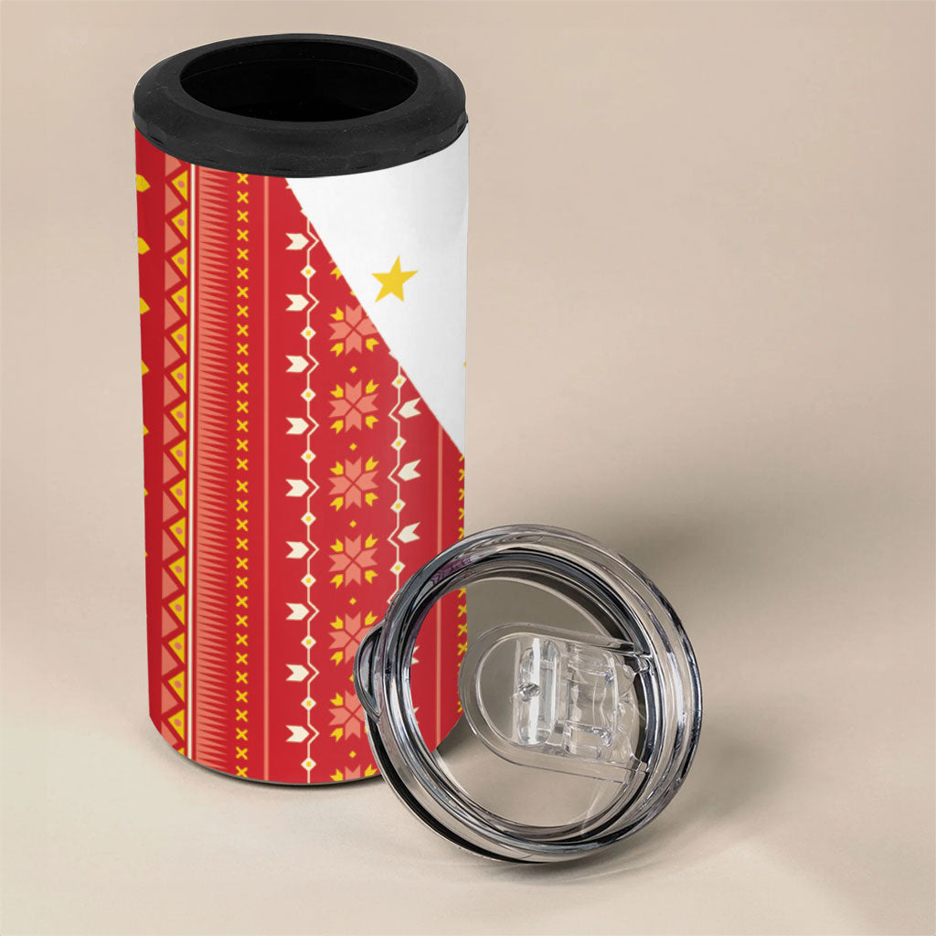 Philippines Sun 4 in 1 Can Cooler Tumbler Igorot Tribal Inspiration