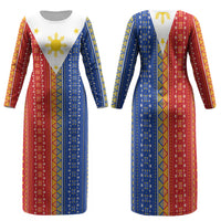 Philippines Sun Family Matching Long Sleeve Bodycon Dress and Hawaiian Shirt Igorot Tribal Inspiration