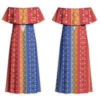 Philippines Sun Family Matching Off Shoulder Maxi Dress and Hawaiian Shirt Igorot Tribal Inspiration