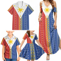 Philippines Sun Family Matching Summer Maxi Dress and Hawaiian Shirt Igorot Tribal Inspiration