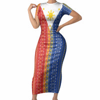 Philippines Sun Short Sleeve Bodycon Dress Igorot Tribal Inspiration