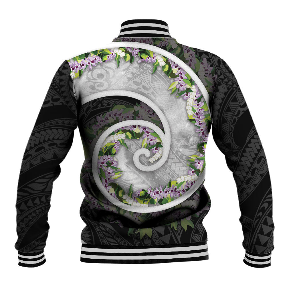 Piko Hawaii Baseball Jacket Polynesian Pattern With Maile Pikake Honohono Lei