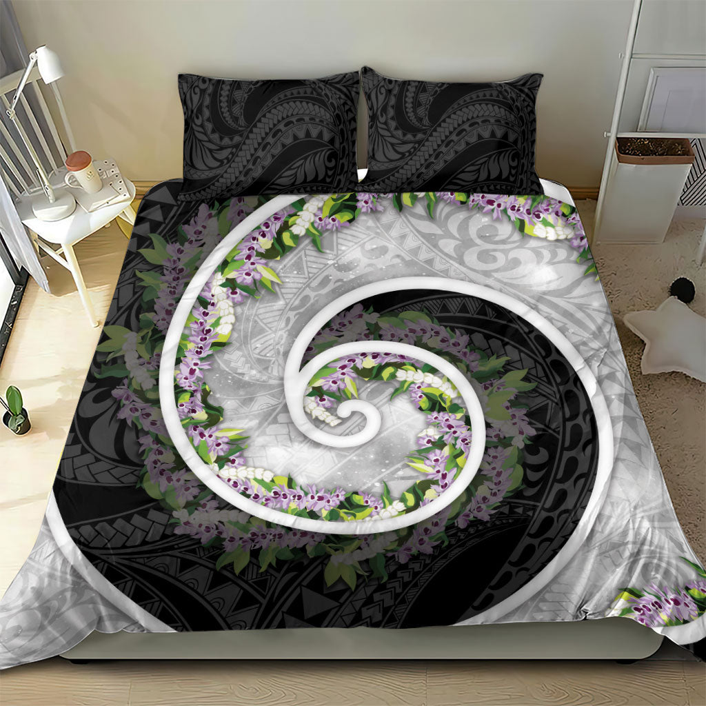 Piko Hawaii Bedding Set Polynesian Pattern With Maile Pikake Honohono Lei