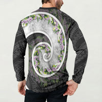 Piko Hawaii Button Sweatshirt Polynesian Pattern With Maile Pikake Honohono Lei