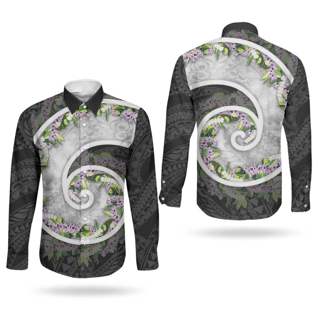 Piko Hawaii Couples Matching Short Sleeve Bodycon Dress and Long Sleeve Button Shirt Polynesian Pattern With Maile Pikake Honohono Lei