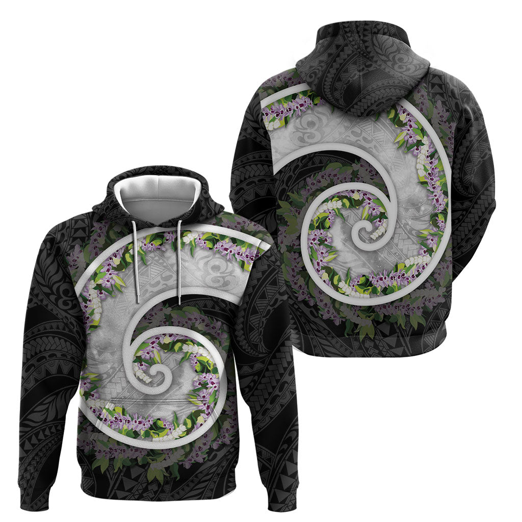 Piko Hawaii Hoodie Polynesian Pattern With Maile Pikake Honohono Lei