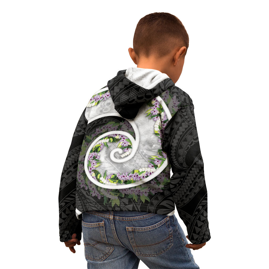 Piko Hawaii Kid Hoodie Polynesian Pattern With Maile Pikake Honohono Lei