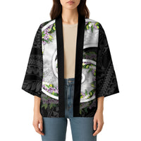 Piko Hawaii Kimono Polynesian Pattern With Maile Pikake Honohono Lei