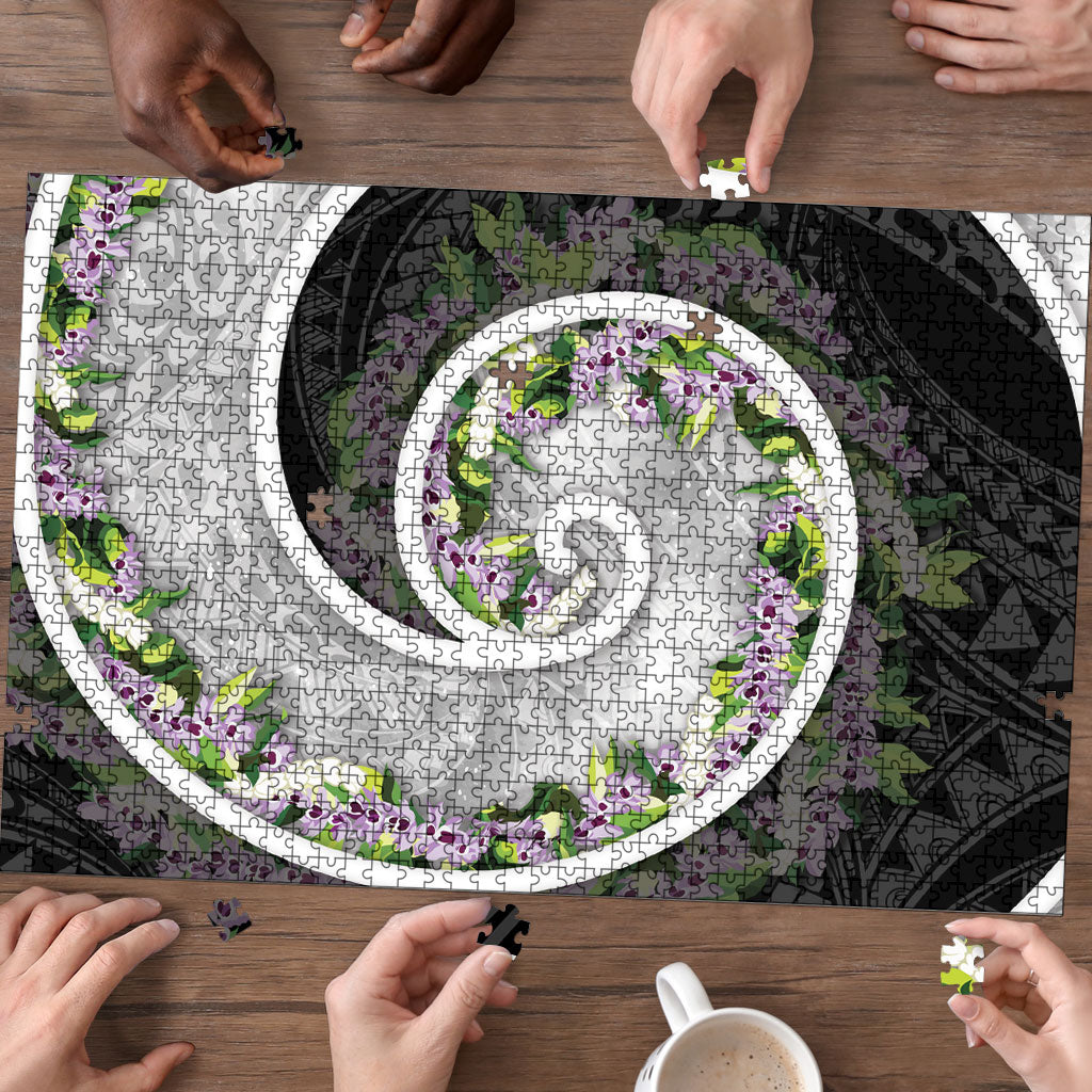 Piko Hawaii Puzzle Polynesian Pattern With Maile Pikake Honohono Lei