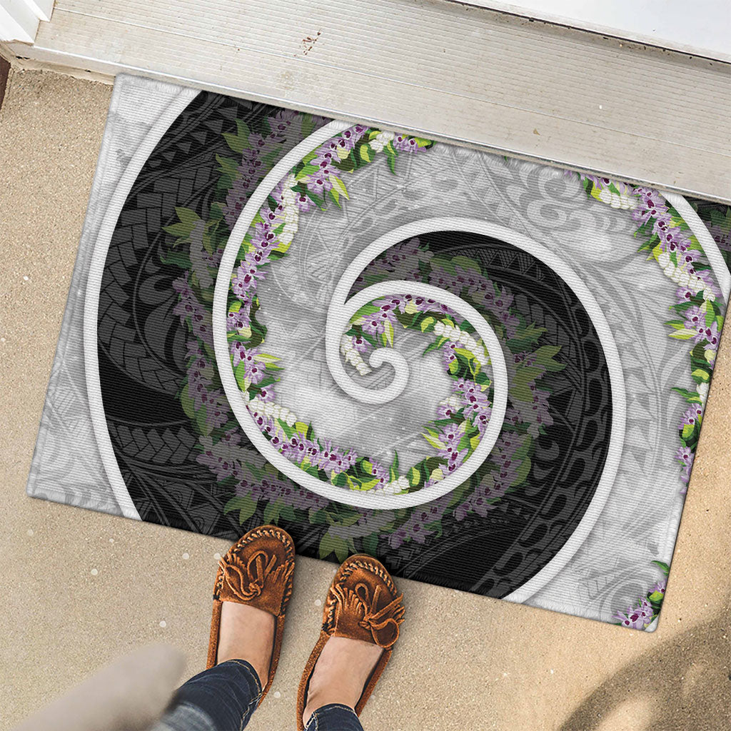 Piko Hawaii Rubber Doormat Polynesian Pattern With Maile Pikake Honohono Lei