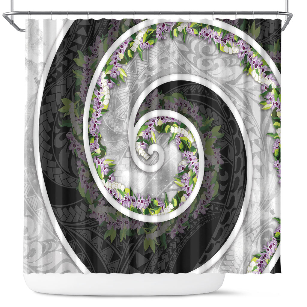 Piko Hawaii Shower Curtain Polynesian Pattern With Maile Pikake Honohono Lei
