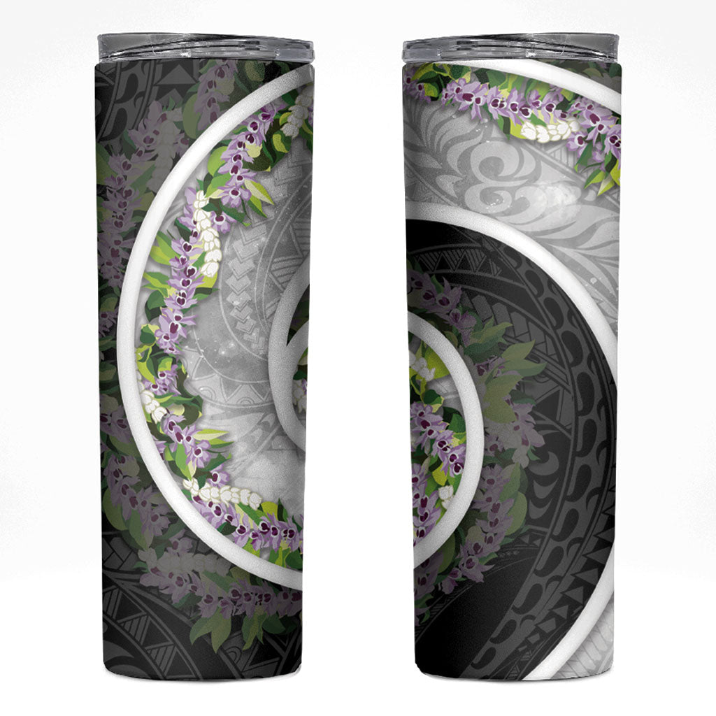 Piko Hawaii Skinny Tumbler Polynesian Pattern With Maile Pikake Honohono Lei