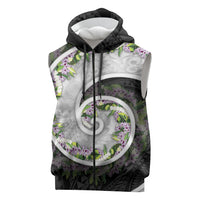 Piko Hawaii Sleeveless Zip Hoodie Polynesian Pattern With Maile Pikake Honohono Lei