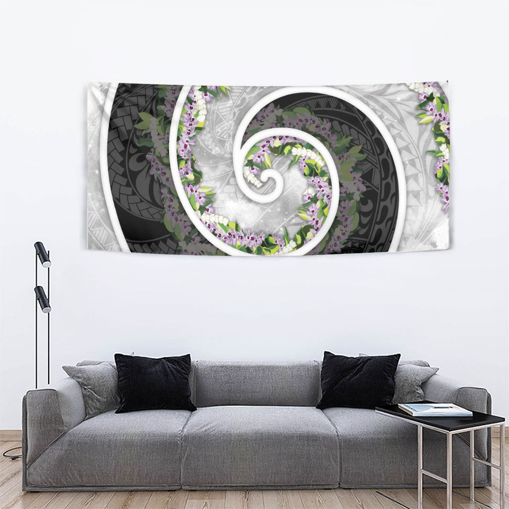 Piko Hawaii Tapestry Polynesian Pattern With Maile Pikake Honohono Lei