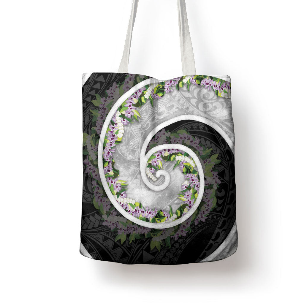 Piko Hawaii Tote Bag Polynesian Pattern With Maile Pikake Honohono Lei