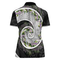 Piko Hawaii Women Polo Shirt Polynesian Pattern With Maile Pikake Honohono Lei