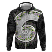 Piko Hawaii Zip Hoodie Polynesian Pattern With Maile Pikake Honohono Lei