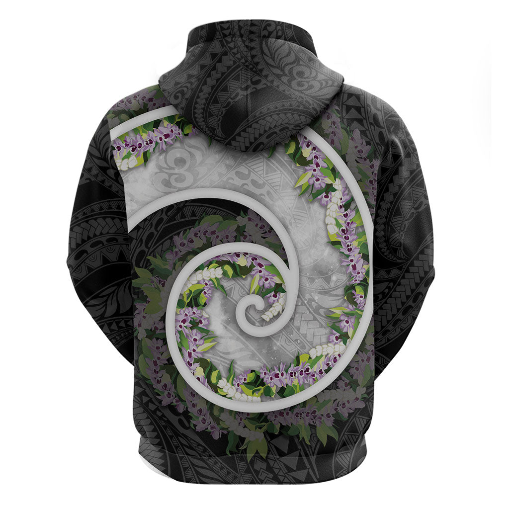 Piko Hawaii Zip Hoodie Polynesian Pattern With Maile Pikake Honohono Lei