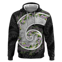 Piko Hawaii Zip Hoodie Polynesian Pattern With Maile Pikake Honohono Lei
