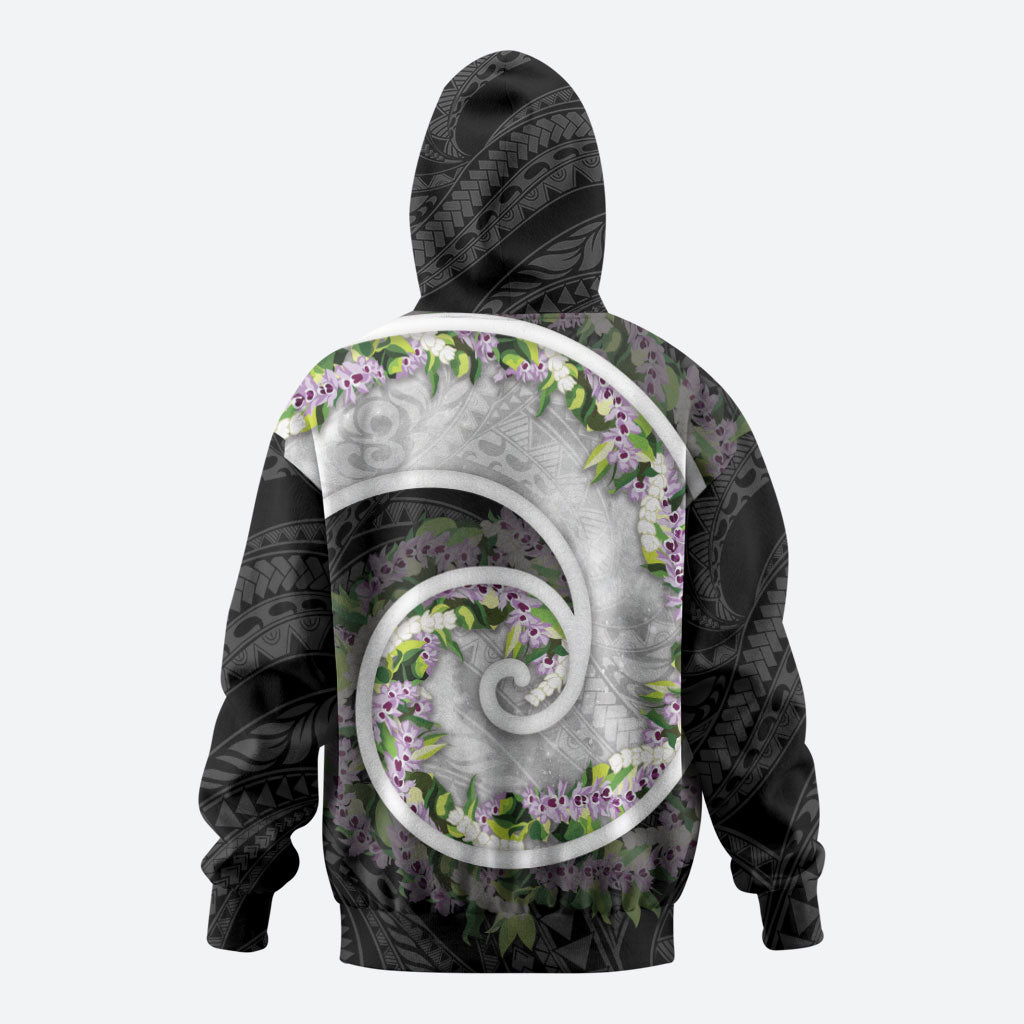 Piko Hawaii Zip Hoodie Polynesian Pattern With Maile Pikake Honohono Lei