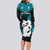 New Zealand Long Sleeve Bodycon Dress Manaia Maori Pattern With Turquoise Fern LT05 - Polynesian Pride