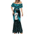 New Zealand Mermaid Dress Manaia Maori Pattern With Turquoise Fern LT05 - Polynesian Pride