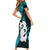 Personalized New Zealand Short Sleeve Bodycon Dress Manaia Maori Pattern With Turquoise Fern LT05 - Polynesian Pride