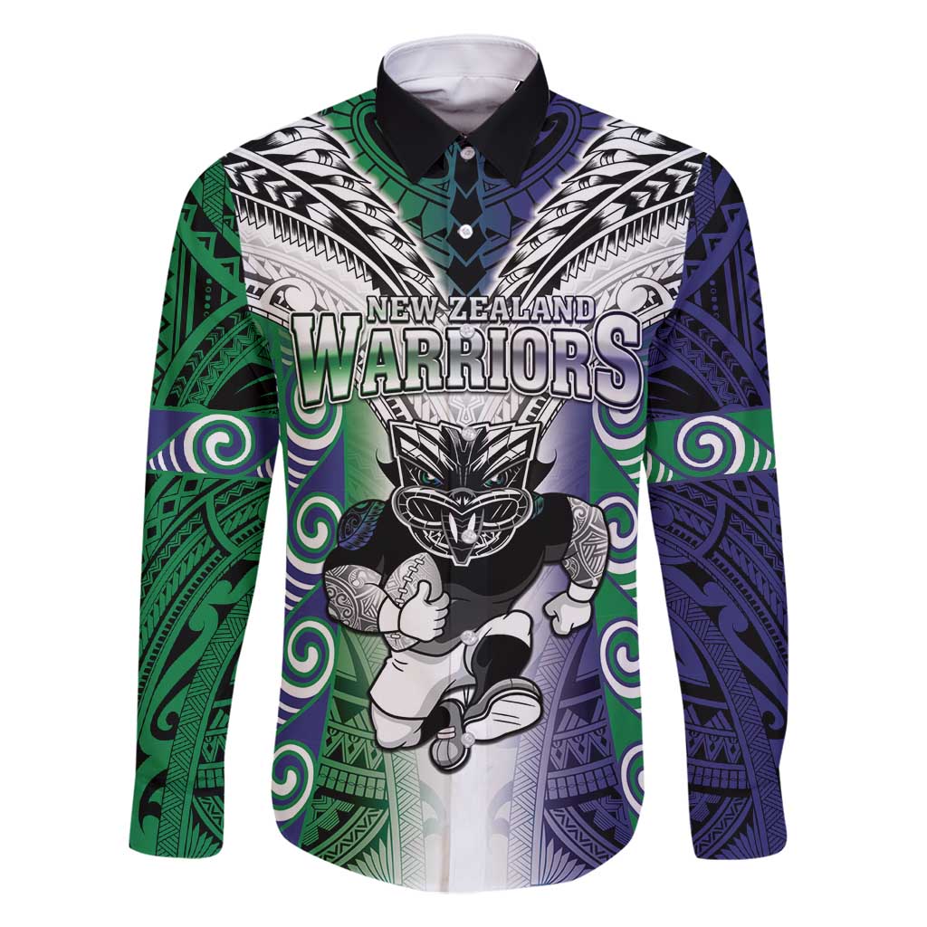 Custom New Zealand Warrior Family Matching Off Shoulder Maxi Dress and Hawaiian Shirt Maori Tribal Pattern