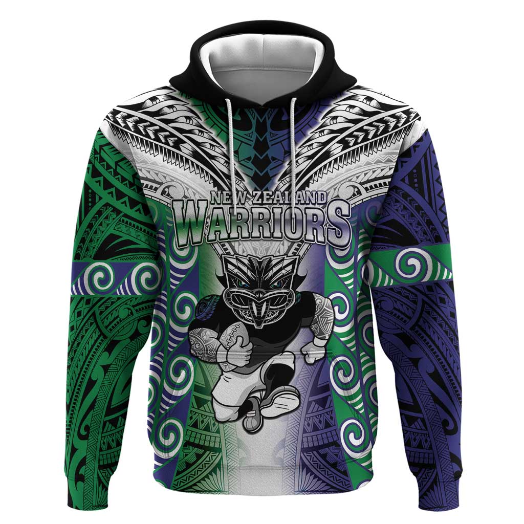 Custom New Zealand Warrior Hoodie Maori Tribal Pattern