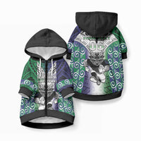 Custom New Zealand Warrior Pet Hoodie Maori Tribal Pattern