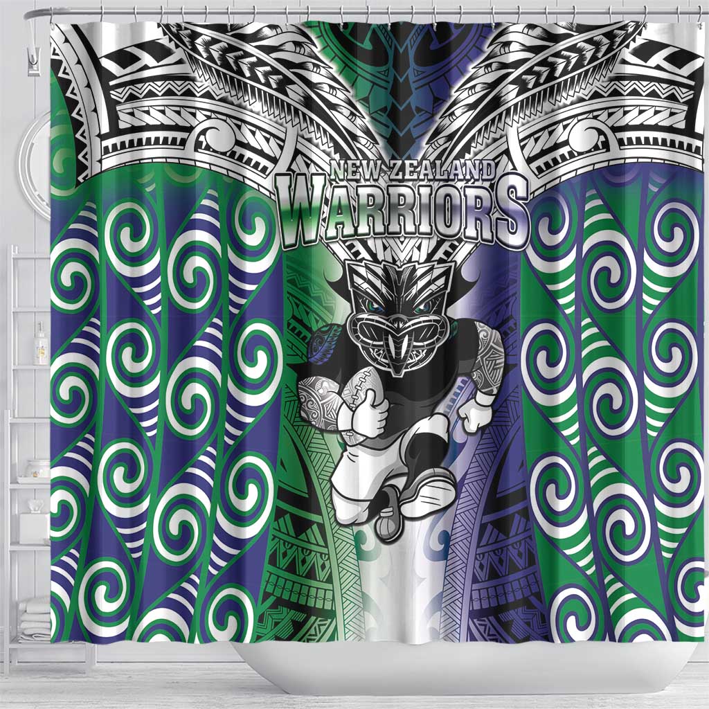 New Zealand Warrior Shower Curtain Maori Tribal Pattern LT05 - Polynesian Pride