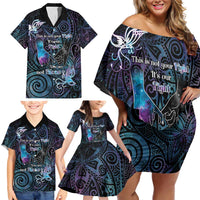 Suicide Awareness Family Matching Off Shoulder Short Dress and Hawaiian Shirt You Are Not Alone - Polynesian Pride