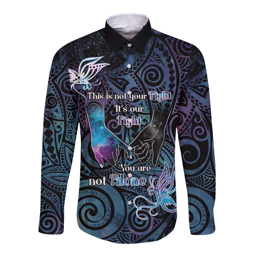 Suicide Awareness Long Sleeve Button Shirt You Are Not Alone - Polynesian Pride