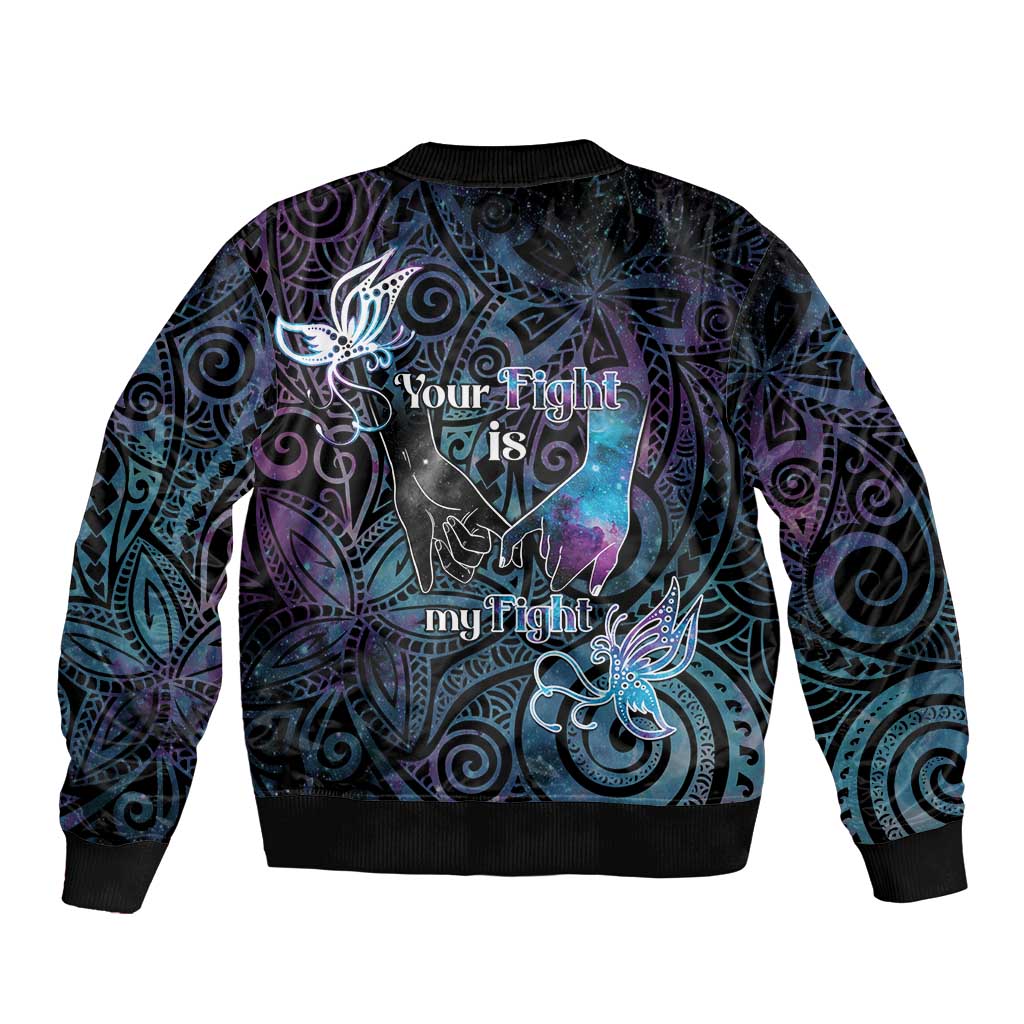 Suicide Awareness Sleeve Zip Bomber Jacket You Are Not Alone - Polynesian Pride