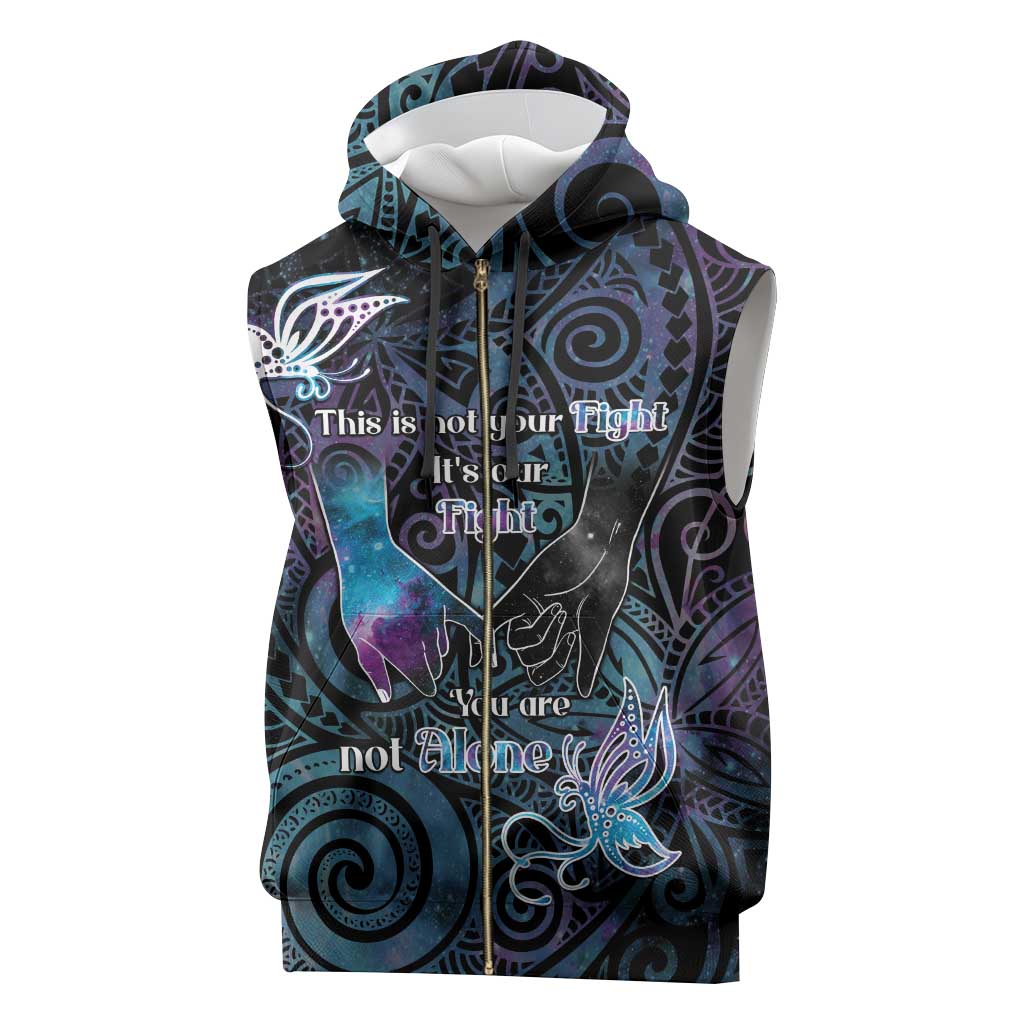Suicide Awareness Sleeveless Zip Hoodie You Are Not Alone - Polynesian Pride