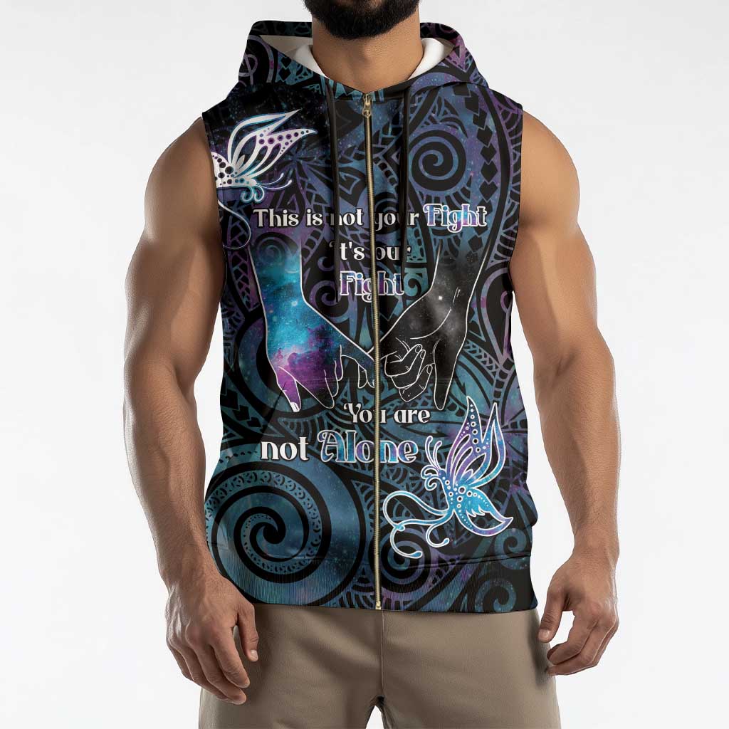 Suicide Awareness Sleeveless Zip Hoodie You Are Not Alone - Polynesian Pride