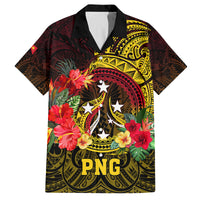 Personalized Papua New Guinea Family Matching Long Sleeve Bodycon Dress and Hawaiian Shirt Coat Of Arms Tropical Flowers Polynesian Pattern LT05 Dad's Shirt - Short Sleeve Yellow - Polynesian Pride