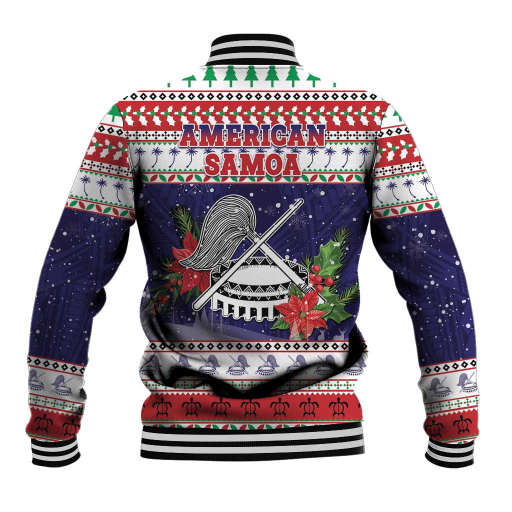 American Samoa Christmas Baseball Jacket Poinsettia La Maunia Le Kilisimasi
