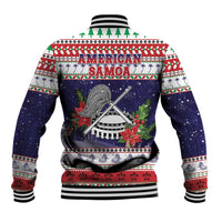 American Samoa Christmas Baseball Jacket Poinsettia La Maunia Le Kilisimasi