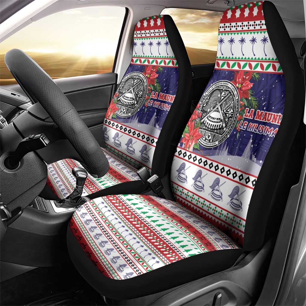 American Samoa Christmas Car Seat Cover Poinsettia La Maunia Le Kilisimasi