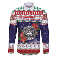 American Samoa Christmas Family Matching Off The Shoulder Long Sleeve Dress and Hawaiian Shirt Poinsettia La Maunia Le Kilisimasi