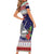 American Samoa Christmas Short Sleeve Bodycon Dress Poinsettia La Maunia Le Kilisimasi