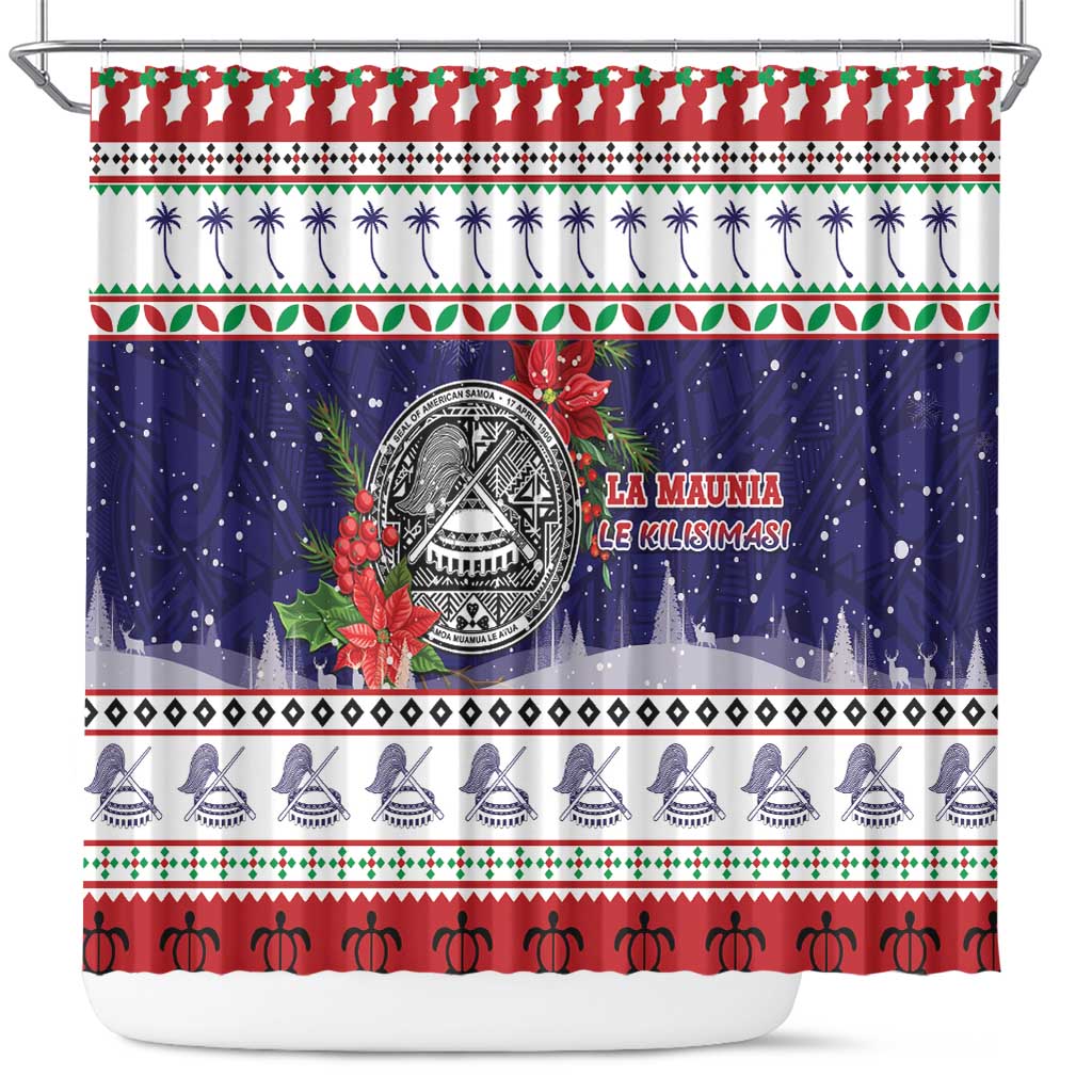 American Samoa Christmas Shower Curtain Poinsettia La Maunia Le Kilisimasi