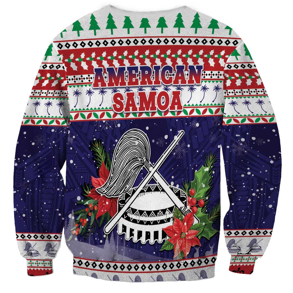 American Samoa Christmas Sweatshirt Poinsettia La Maunia Le Kilisimasi