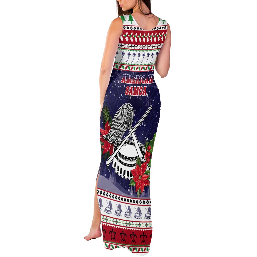 American Samoa Christmas Tank Maxi Dress Poinsettia La Maunia Le Kilisimasi