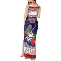American Samoa Christmas Tank Maxi Dress Poinsettia La Maunia Le Kilisimasi