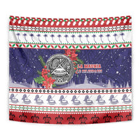 American Samoa Christmas Tapestry Poinsettia La Maunia Le Kilisimasi